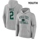 Youth Michigan State Spartans NCAA #2 Khris Bogle Gray NIL 2022 Fanatics Branded Gameday Tradition Pullover Football Hoodie SL32D24YC